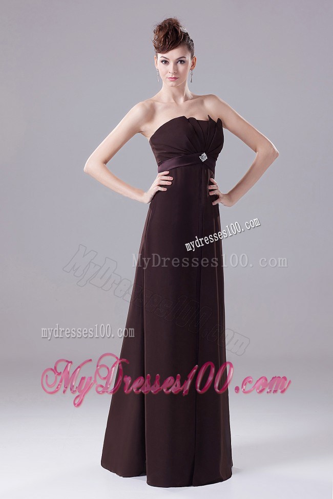 Brown Beading Strapless Long Celebrity Dress for 2013 Summer