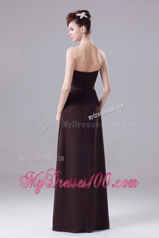 Brown Beading Strapless Long Celebrity Dress for 2013 Summer