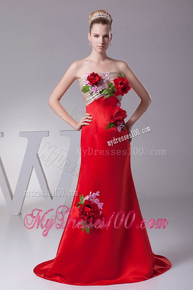 Hand Made Flowers and Appliques For 2013 Custom Made Prom Dress