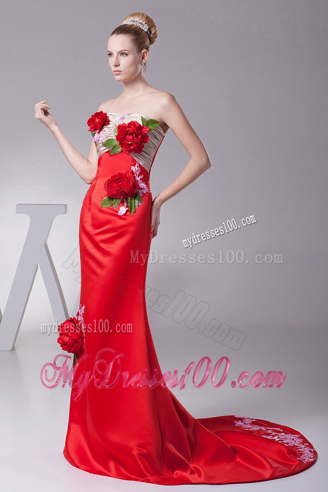 Hand Made Flowers and Appliques For 2013 Custom Made Prom Dress