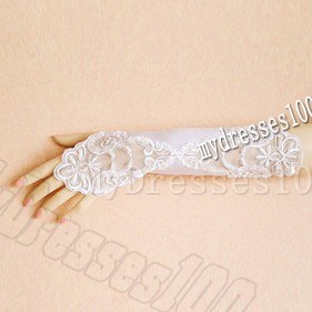 Lace Fingerless Elbow Length Bridal Gloves With Appliques