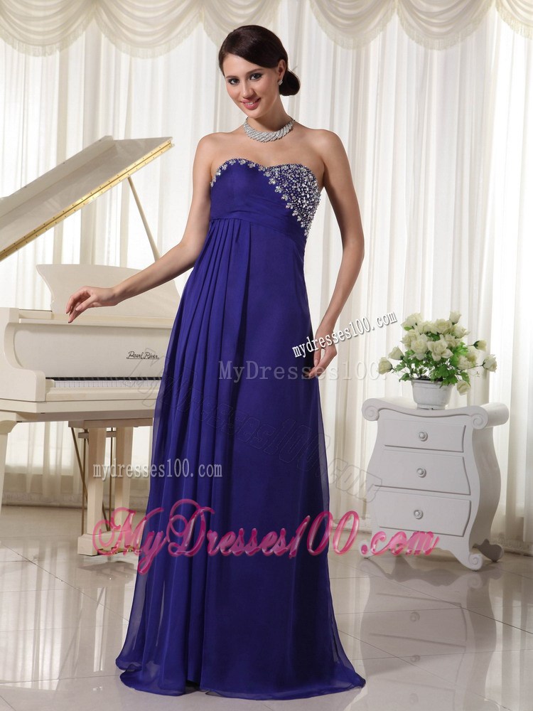 Purple Empire Custom Made Graduation Dress with Beading Sweetheart