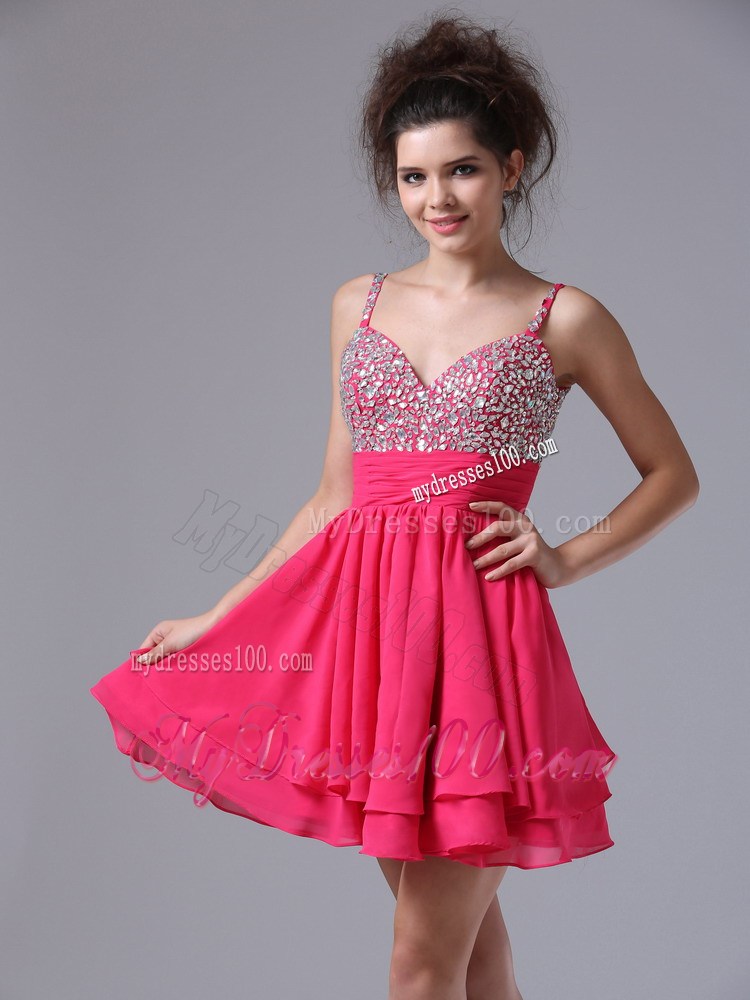 Beading Straps Beaded Decorate Shoulder Short Homecoming Dresses