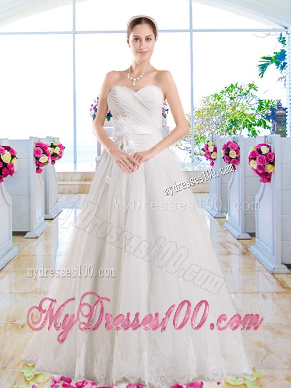 Exquisite Appliques Sweetheart Bridal Dresses with A Line