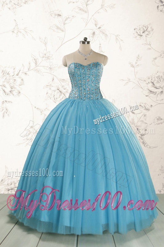 2016 Ball Gown Baby Blue Beading Quinceanera Dress with Wraps