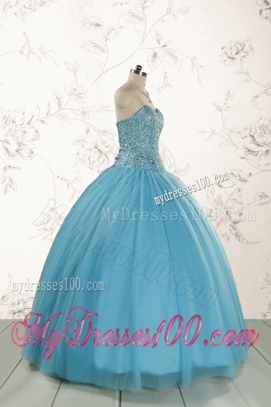 2016 Ball Gown Baby Blue Beading Quinceanera Dress with Wraps