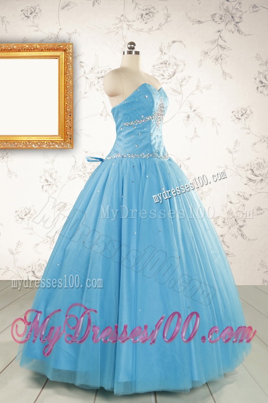 2016 New Style Beading Sweet 15 Dresses in Aqua Blue