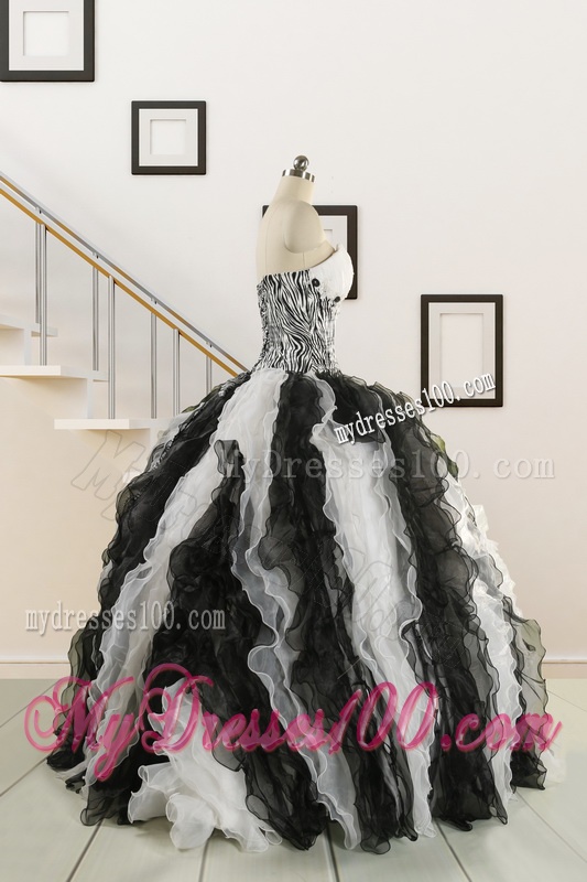 Exclusive Black and White Quinceanera Dresses with Zebra and Ruffles