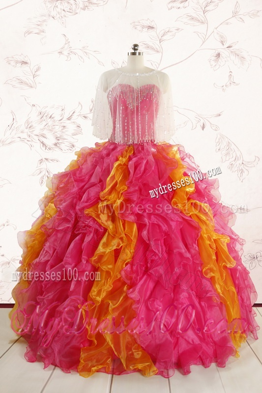 Inexpensive Beading Quinceanera Dresses in Multi color