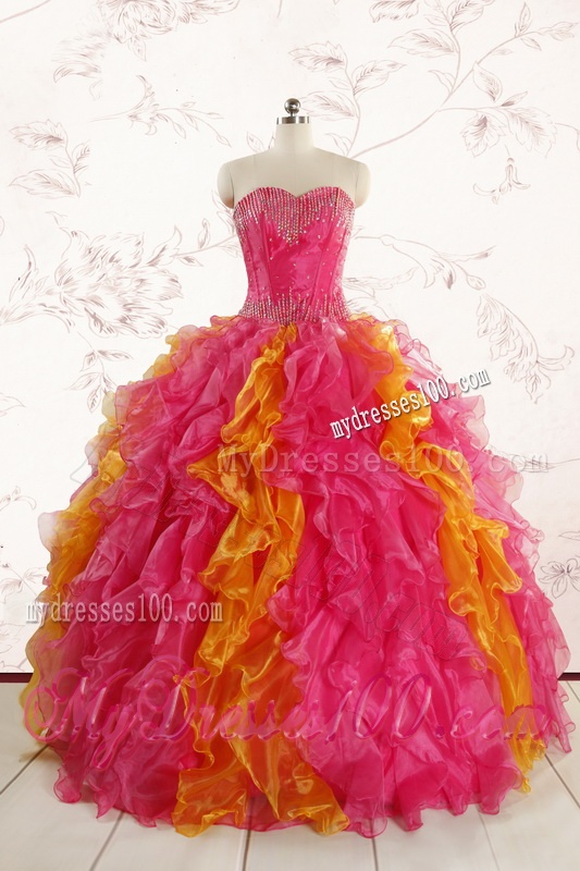 Inexpensive Beading Quinceanera Dresses in Multi color