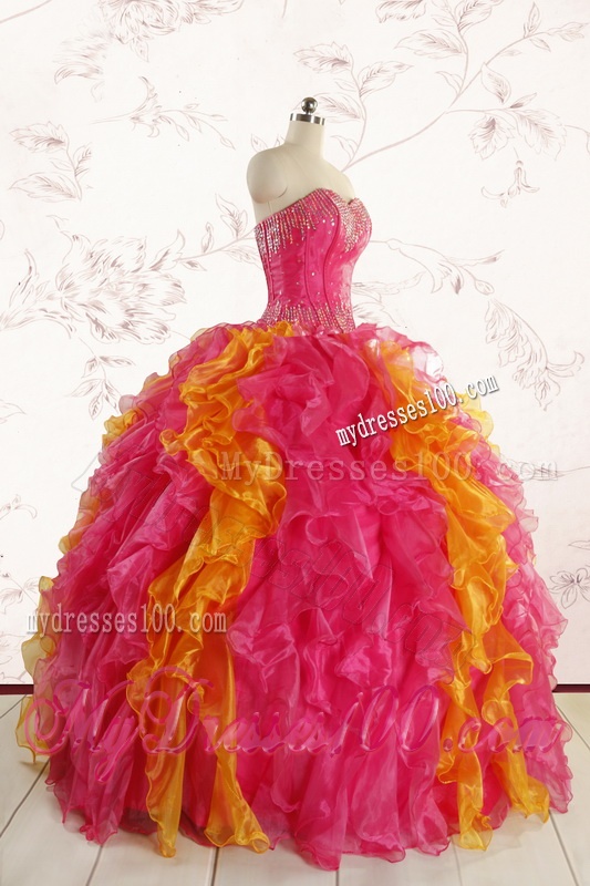 Inexpensive Beading Quinceanera Dresses in Multi color