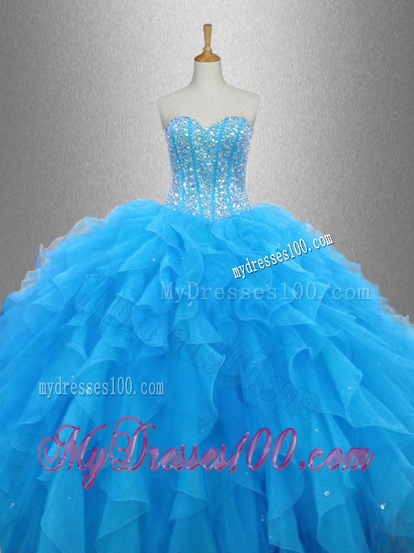 Latest Beaded Organza Quinceanera Dresses with Ruffles