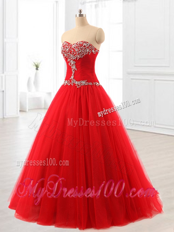 Perfect A Line Beading Tulle Quinceanera Dresses for 2016