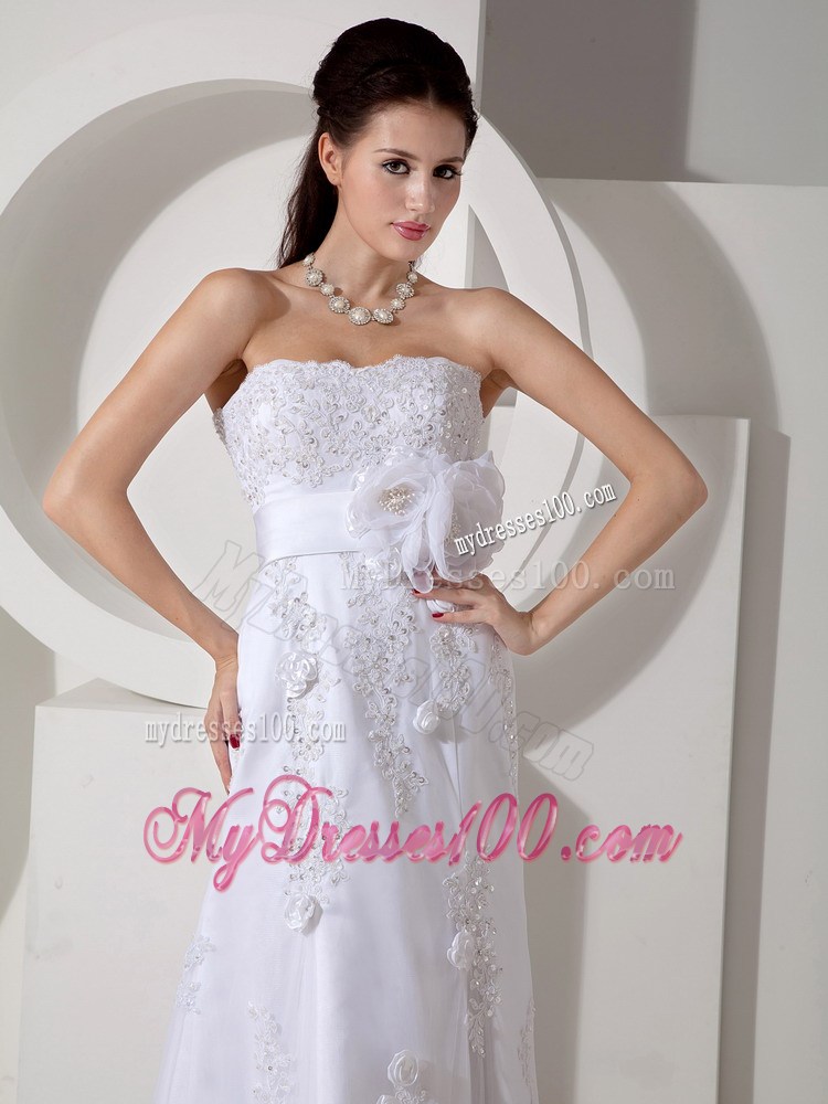 Beading Appliques and Diamonds Decorated Court Train Wedding Dresses