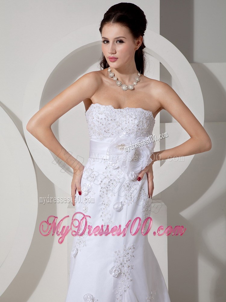 Beading Appliques and Diamonds Decorated Court Train Wedding Dresses