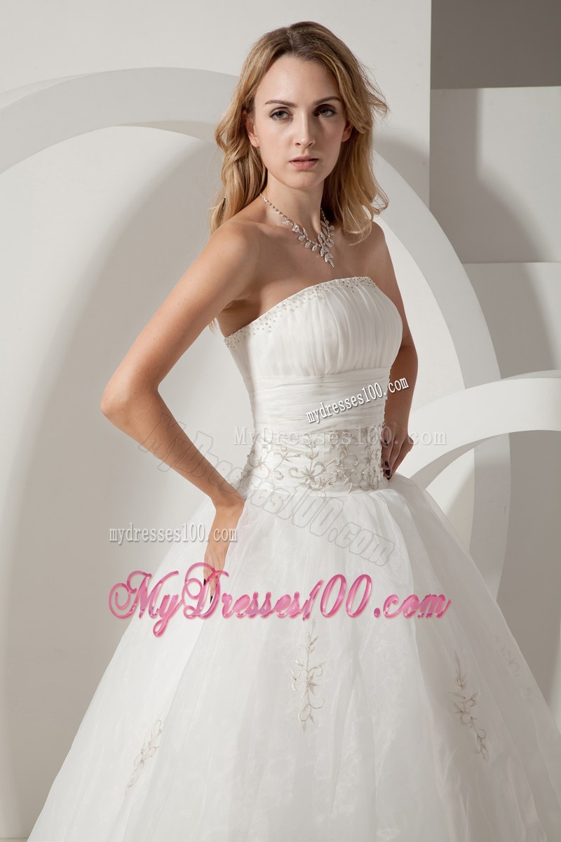 Pretty Ball Gown Strapless Embroidery and Beading Bridal Gown