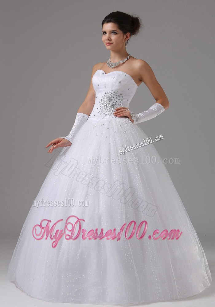 Elegant Ruching Paillettes and Beadings Ball Gown Strapless Dress for Brides