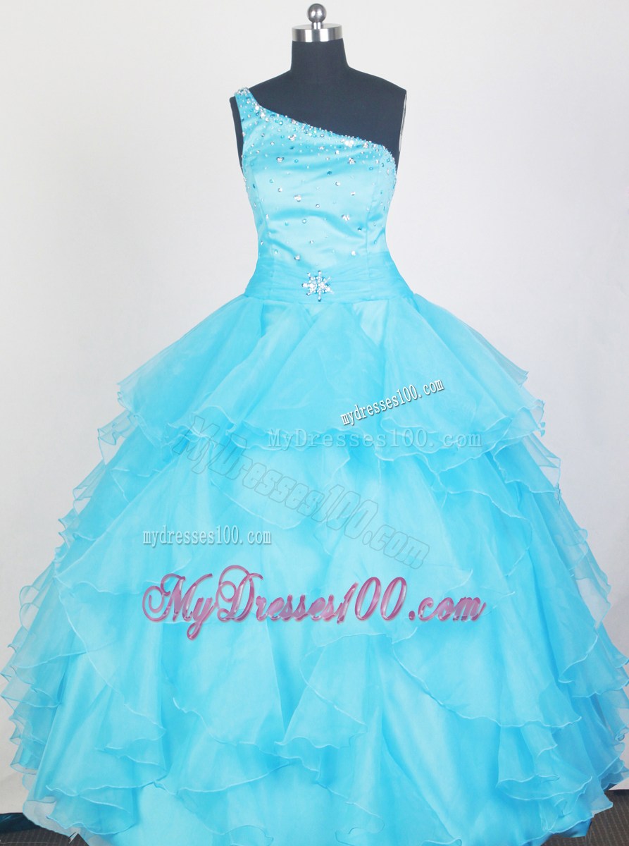 2013 Lovely Aqua Blue Little Gril Pageant Dress With Ruffles and Beading