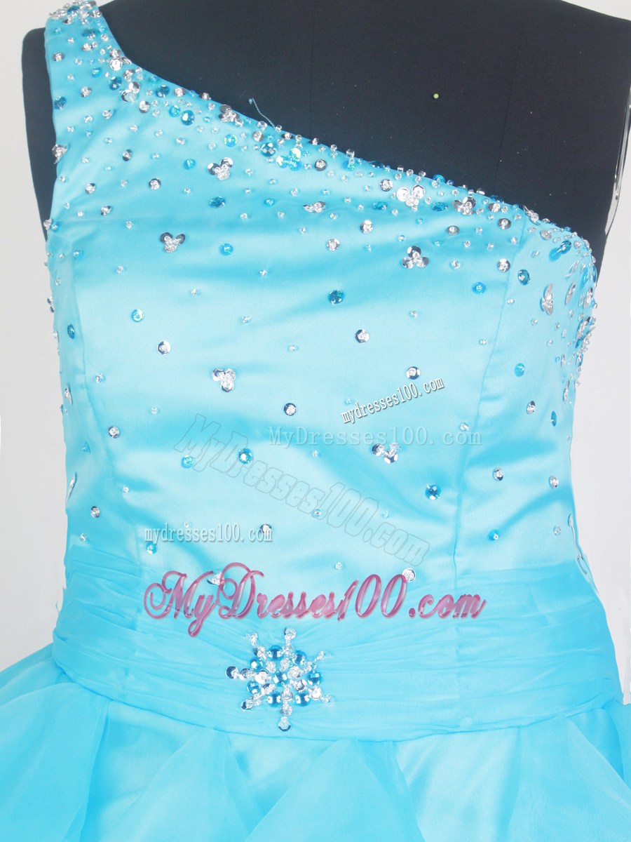 2013 Lovely Aqua Blue Little Gril Pageant Dress With Ruffles and Beading