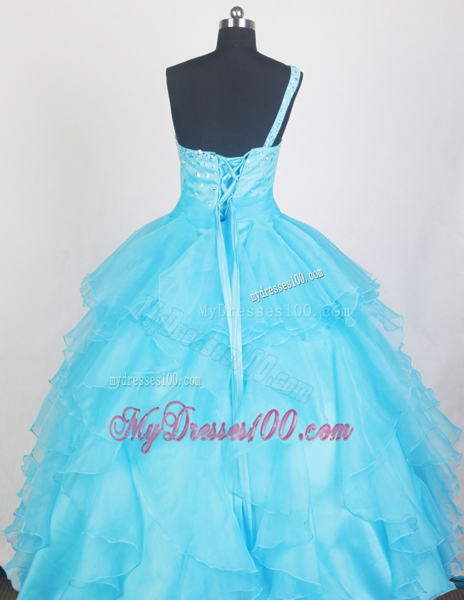 2013 Lovely Aqua Blue Little Gril Pageant Dress With Ruffles and Beading