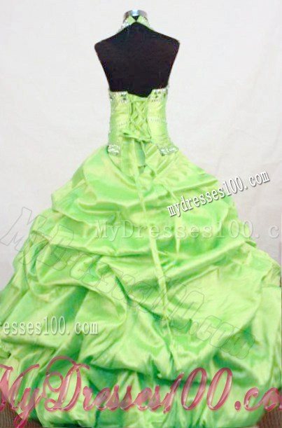 2013 Yellow Green Beading Little Girl Pageant Dresses With Halter Top