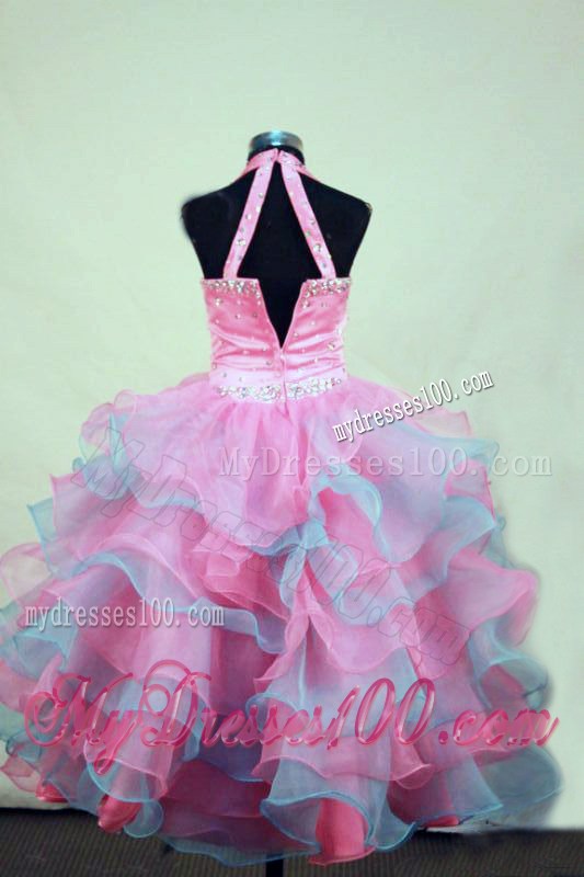 Beading Gorgeous Ball Gown Halter Colorful Little Girl Pageant Dresses