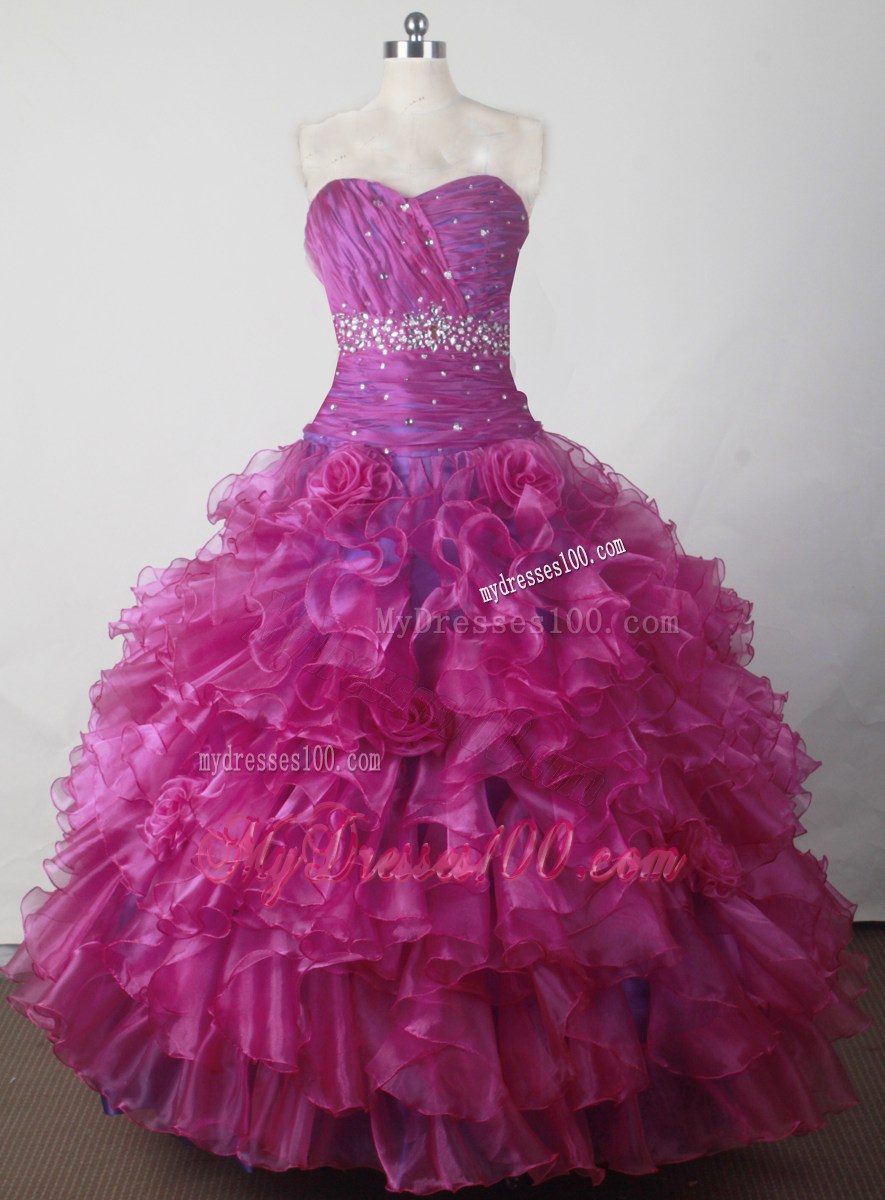 Sweetheart Floor-length Beading and Ruffles Ball Gown Little Girl Pageant Dress