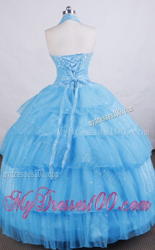 Exclusive Little Girl Pageant Dress A-line Halter top neck Floor-length