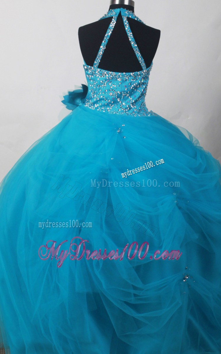 Exquisite Little Girl Pageant Dresses With Beaded Decorate Bodice and Hand Made Flowers