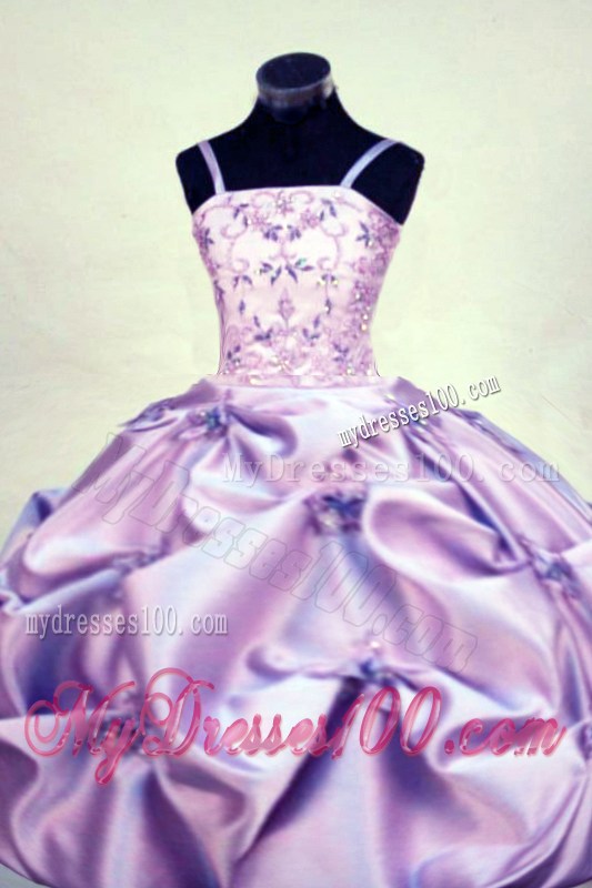 Gorgeous Straps Floor-length Beading Ball gown Lilac Little Girl Pageant Dresses