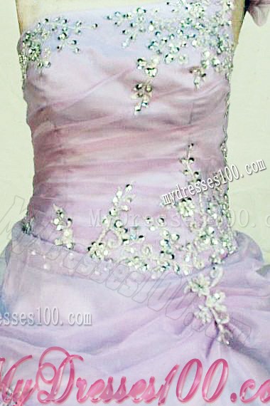 Hand Made Flowers One Shoulder Lilac Appliques Little Girl Pageant Dresses