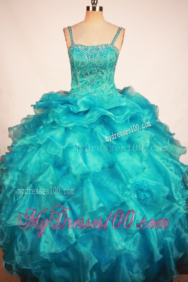 Lovely Blue Little Girl Pageant Dresses With Ruffles and Beading