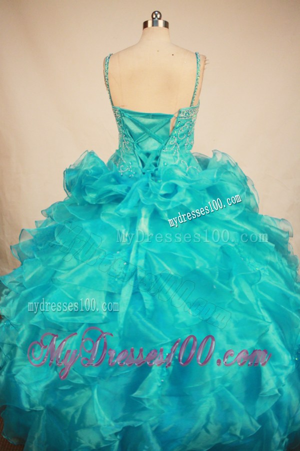 Lovely Blue Little Girl Pageant Dresses With Ruffles and Beading