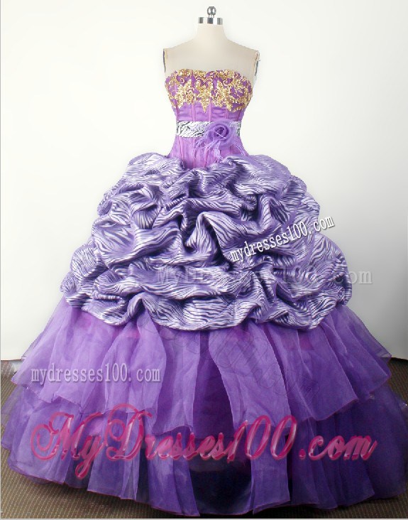 Modest Hand Made Flower Appliques Ball Gown Little Girl Pageant Dress Strapless Floor-length