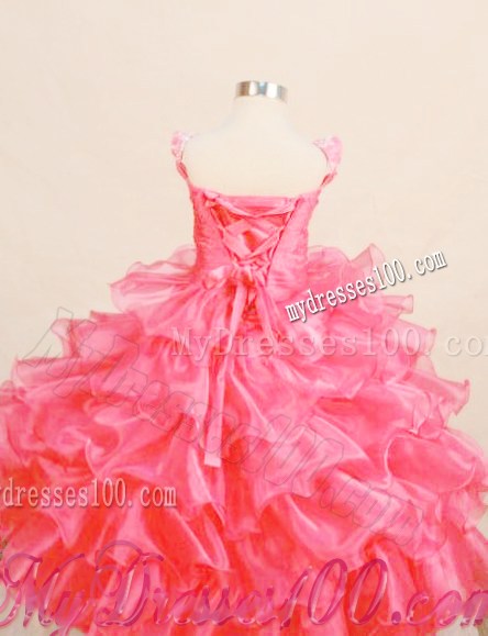 2013 Hot Pink Perfect Appliques Square Red Little Girl Pageant Dresses