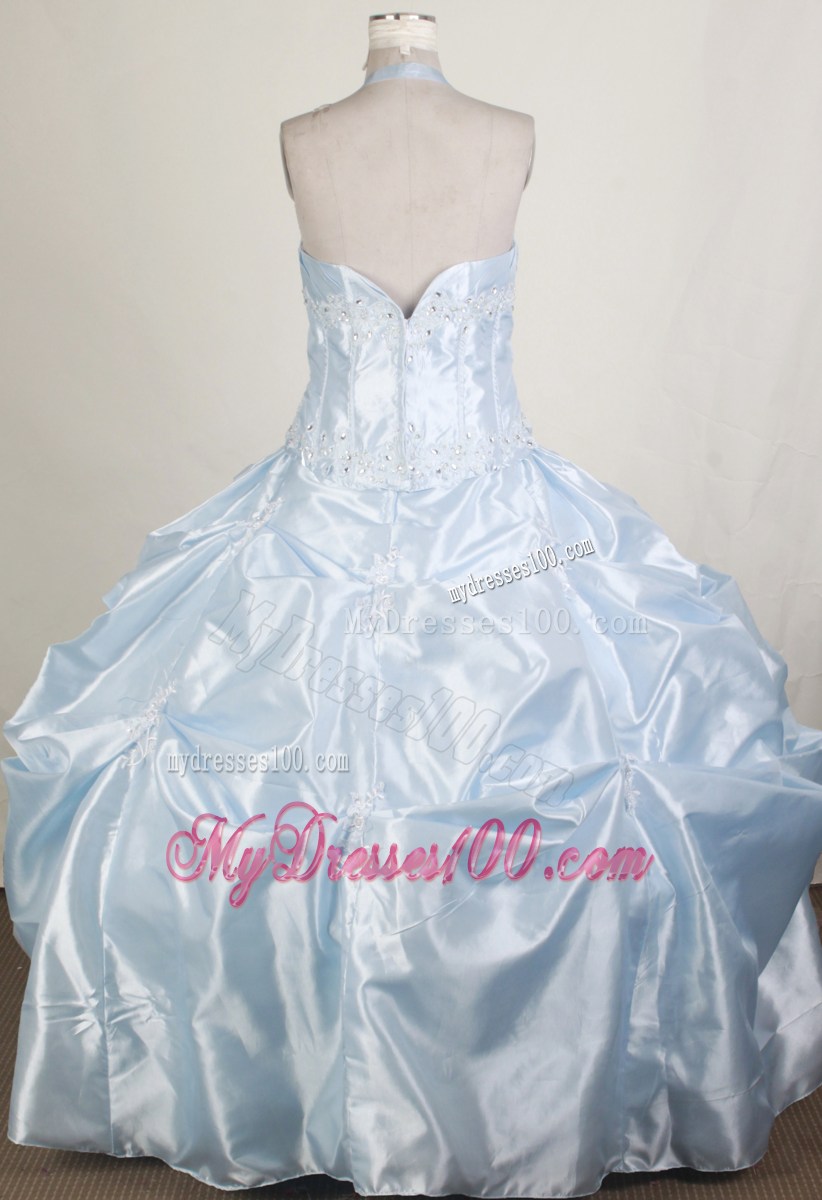 Pretty Ball Gown Halter Top Floor-length Little Girl Pageant Dress