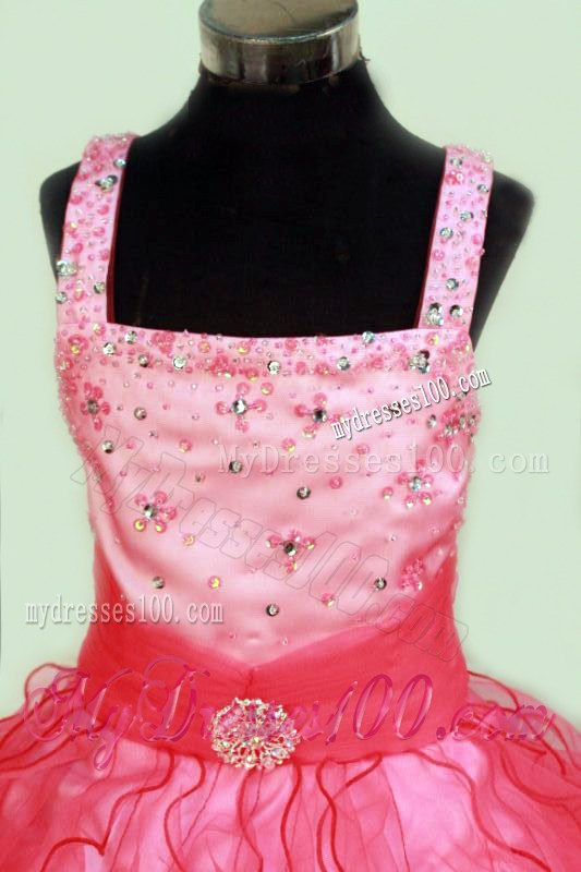 Ruffles and Beading Formal Square Little Girl Pageant Dresses 2013