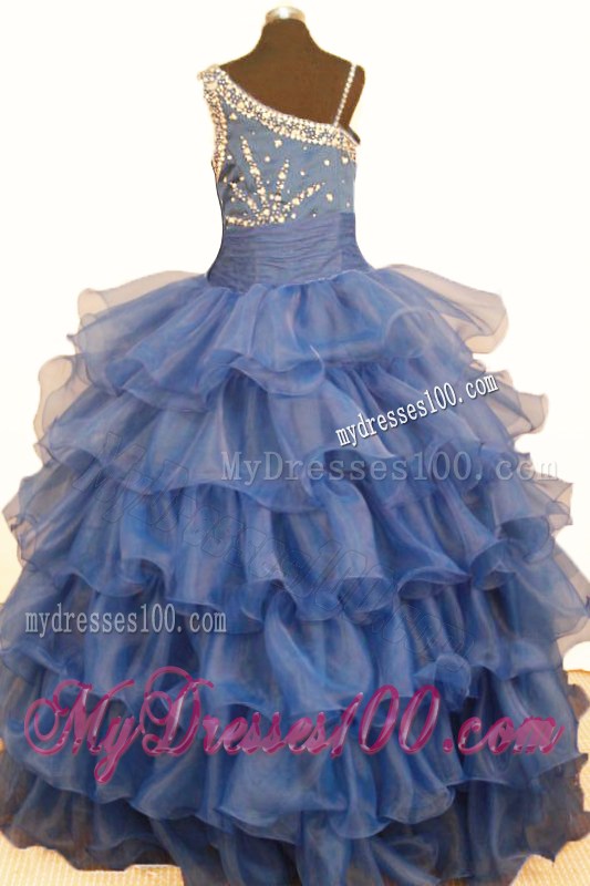 Stylish Ruffled Layeres Little Girl Pageant Dresses Ball Gown Asymmetrical Floor-Length Organza