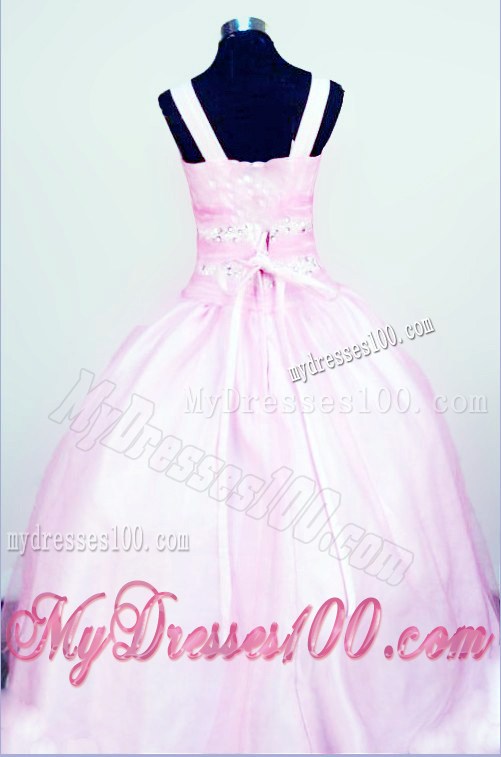 2013 Sweet Straps Baby Pink Little Girl Pageant Dresses With Beading