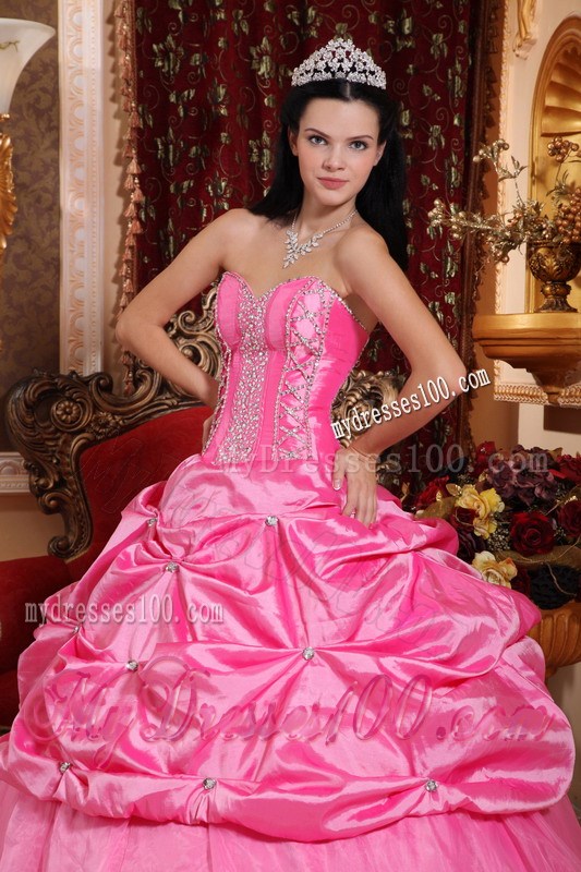 Sweetheart Ruched Taffeta Quince Dresses with Appliques