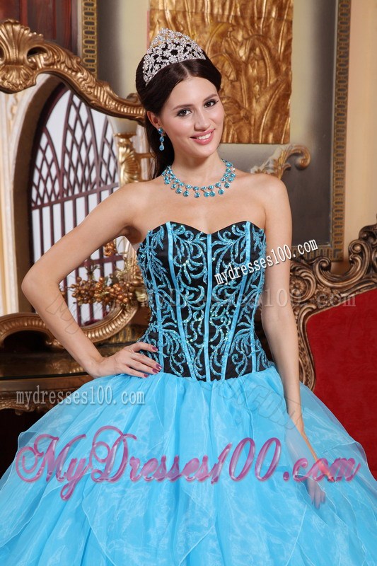 Beautiful Ruffles Corset Back Aqua Blue Quinceanera Dresses Ball Gown