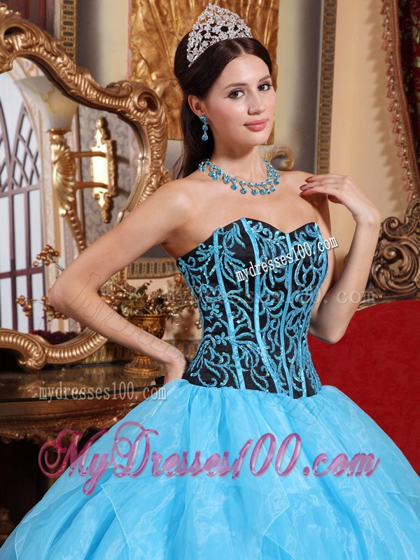 Beautiful Ruffles Corset Back Aqua Blue Quinceanera Dresses Ball Gown