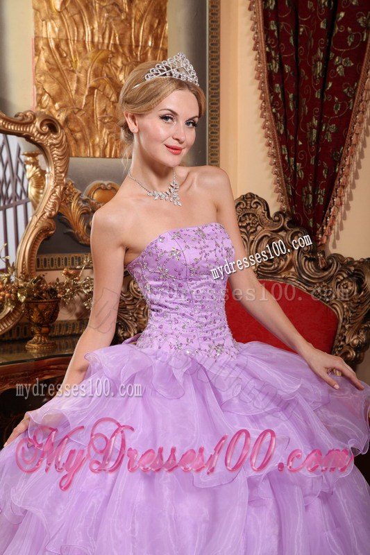 Elegant Ruffle Layers Lavender Quinceanera Dress with Beading