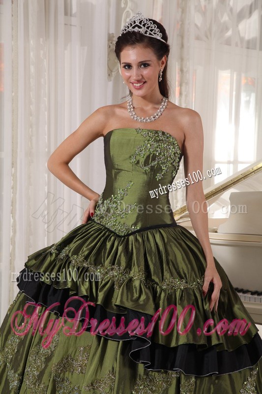 Good QualityOlive Green Quinceanera Dresses with Ruffles Appliques