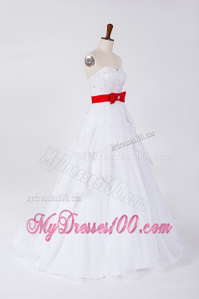 Classical Beading and Bowknot Wedding Dresses with Brush Train