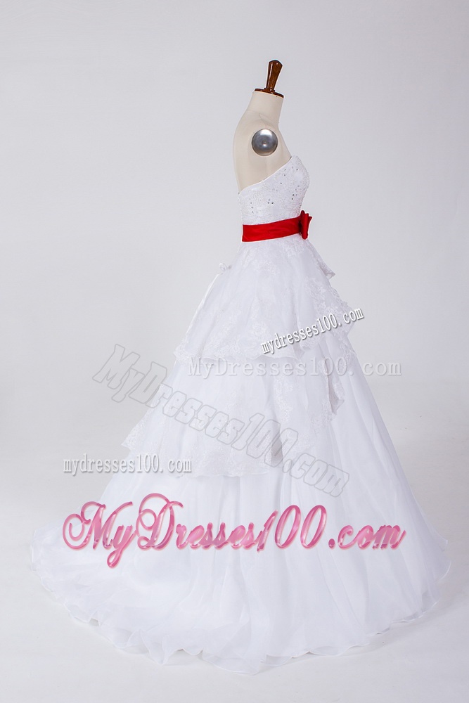 Classical Beading and Bowknot Wedding Dresses with Brush Train