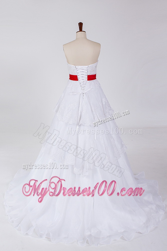 Classical Beading and Bowknot Wedding Dresses with Brush Train