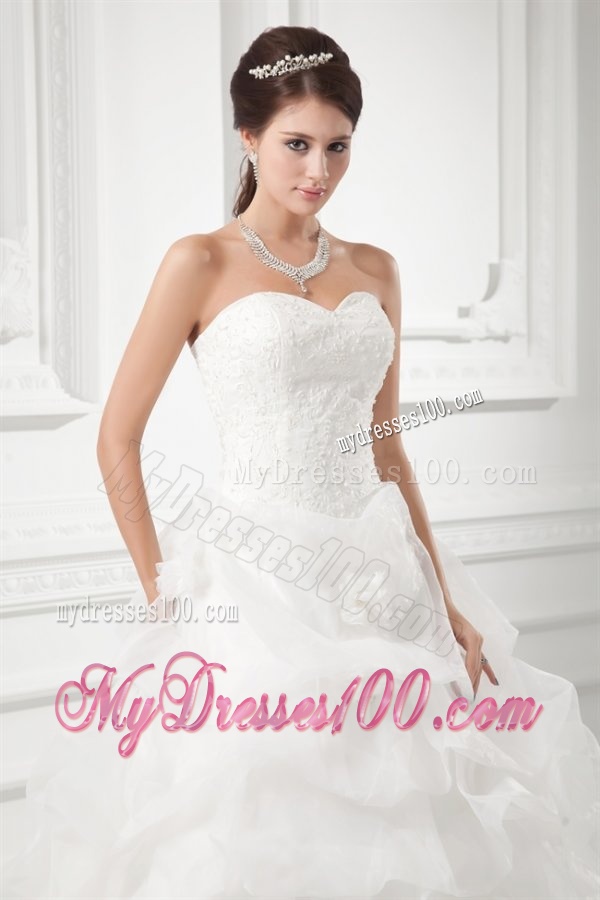 Romantic Sweetheart Ball Gown Wedding Dress with Embroidery and Pick-ups