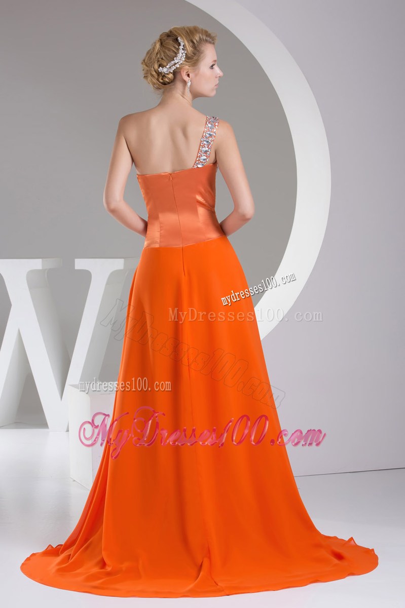 Beaded Decorate Shoulder Exclusive Long Empire Prom Dress