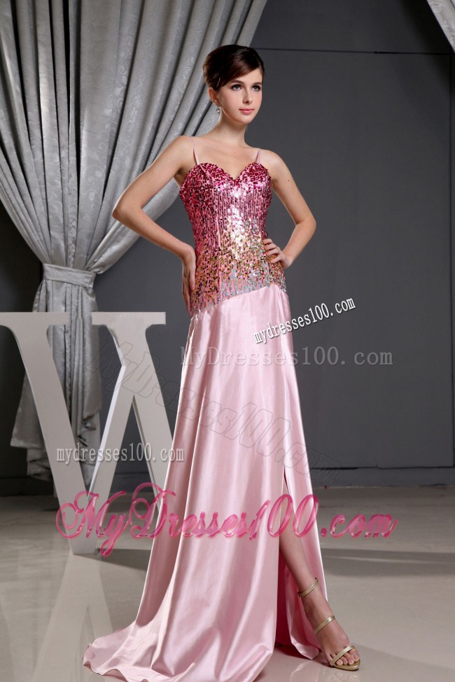 Spaghetti Straps and Sequin Decorate Bodice For 2013 Prom Dress